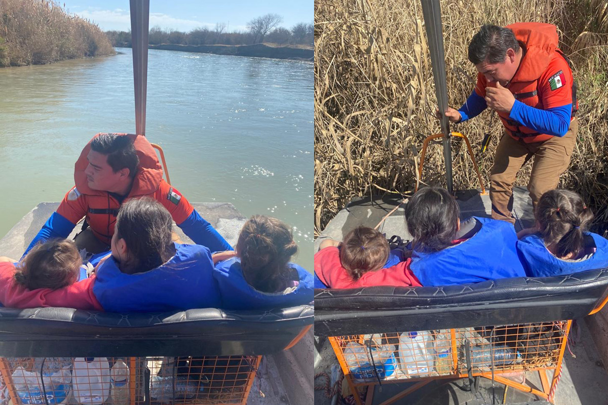 En Coahuila, rescatan a tres hermanitas atrapadas en islote del Río Bravo