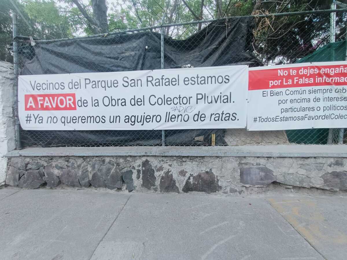 Vecinos de la colonia San Rafael denuncia afectaciones por obras del colector pluvial.  (Josefina Ruíz)