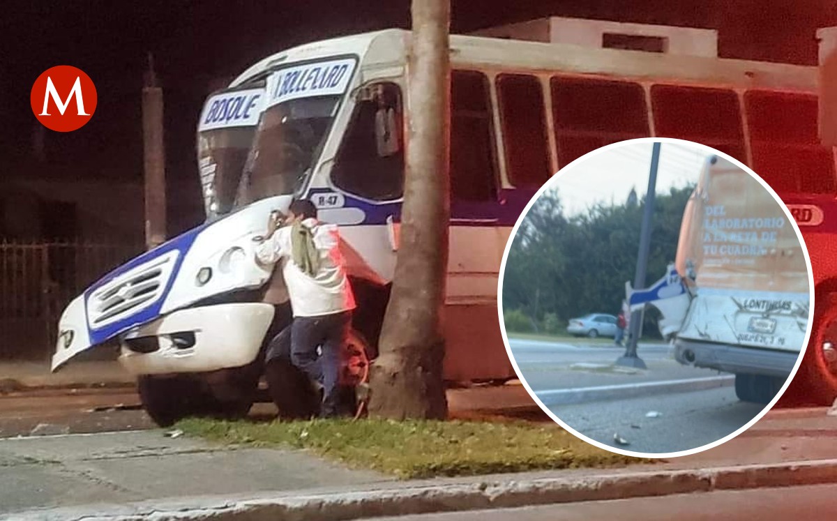 Choque entre micros en bulevar de Tampico deja como resultados dos lesionados