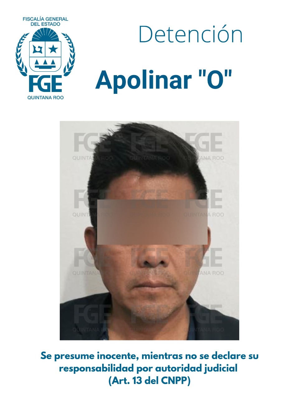 Detenido por agentes de la FGE de Quintana Roo. (Especial)