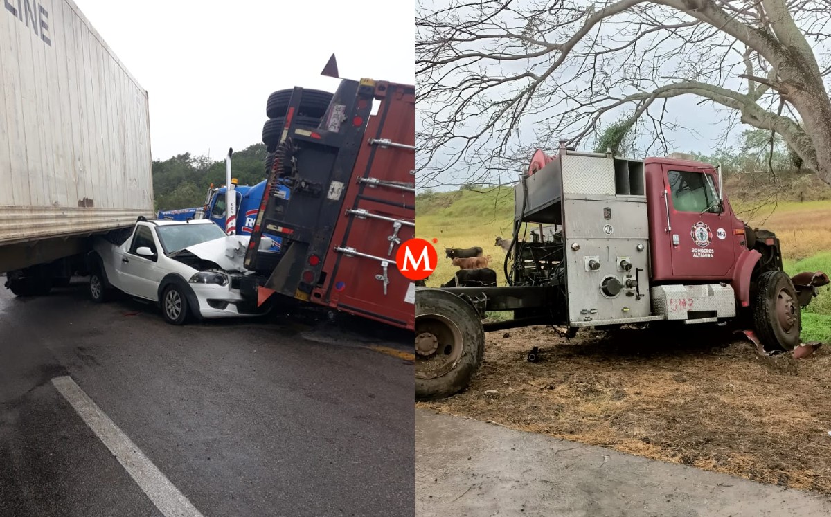Accidentes sobre carretera Tampico-Mante en Altamira.
