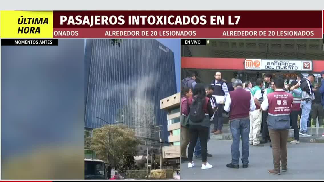 Trasladan a 6 personas intoxicadas al Hospital San Ángel Inn tras incidente en la L7