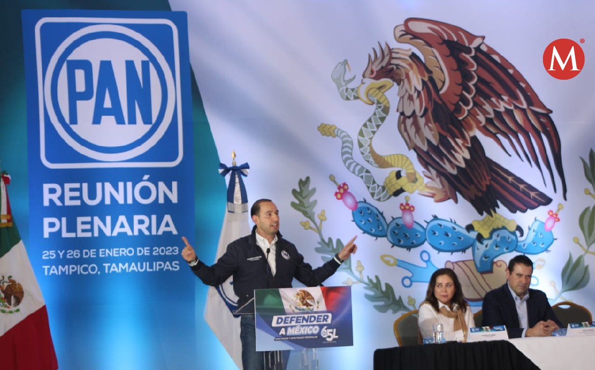 Marko Cortés en la reunión plenaria de los diputados del PAN en Tampico. (Yazmín Sánchez)