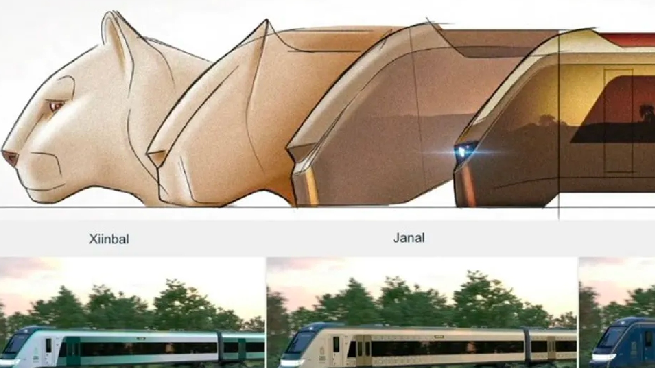 ¡Basados en el jaguar! Presentan diseño de convoyes del Tren Maya