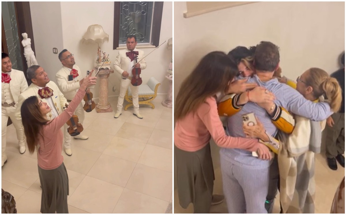 Gloria Trevi le lleva serenata a su esposo por su cumpleaños (Captura).
