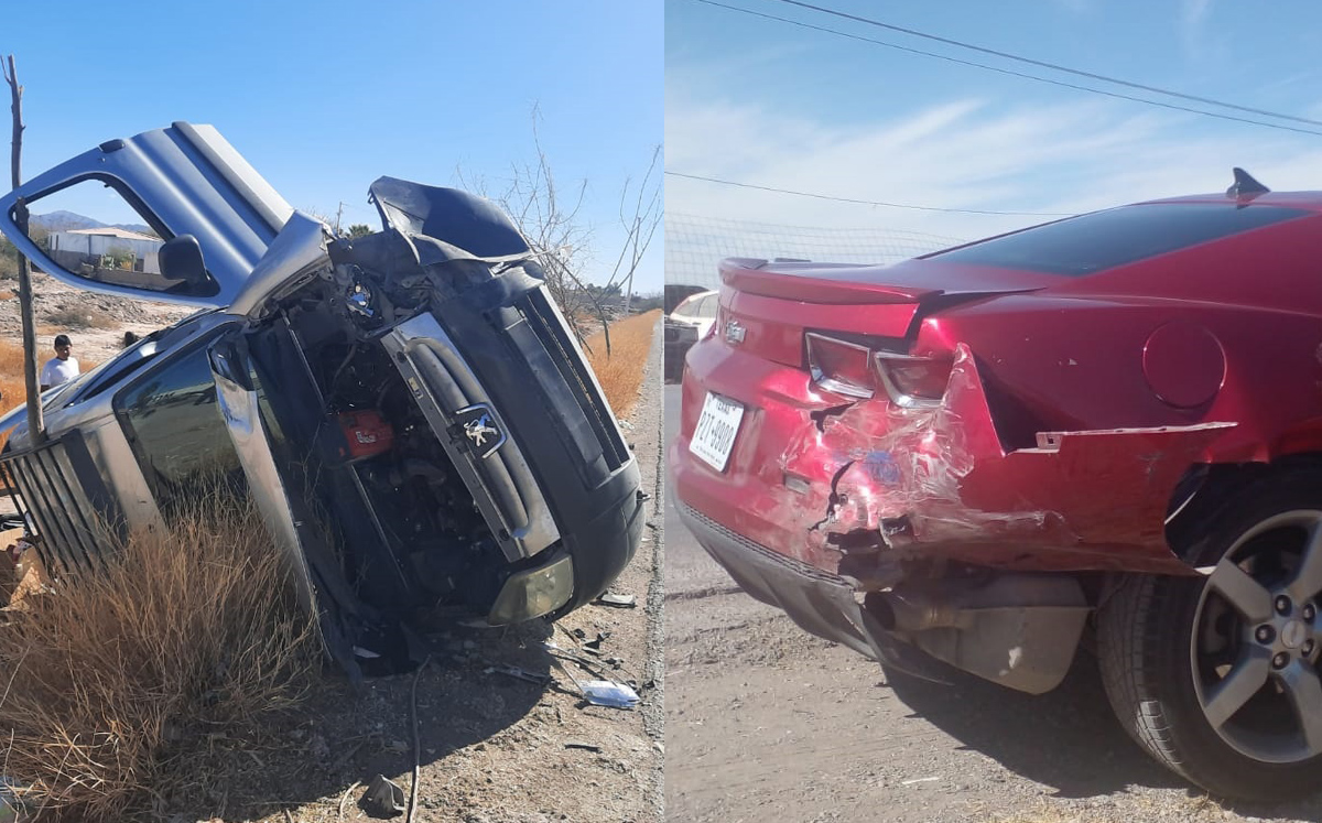 Vuelca camioneta tras chocar por alcance contra vehículo en Coahuila. | Especial