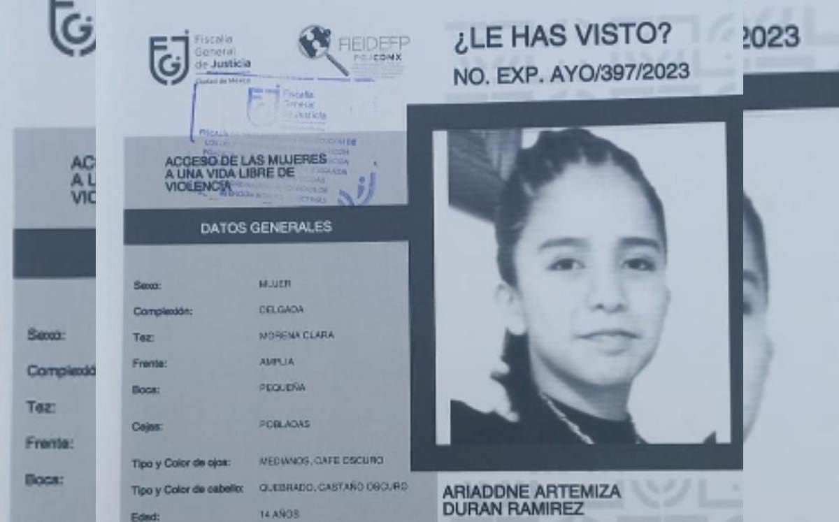 Ariaddne desapareció en la alcaldía Coyoacán. (Especial)