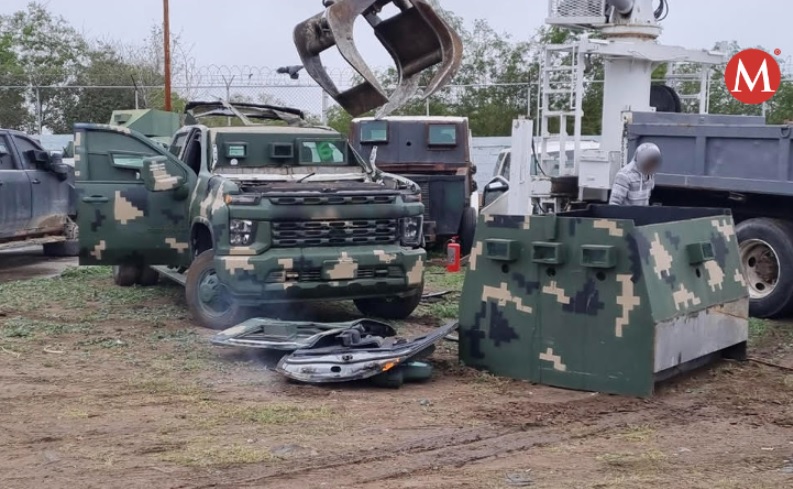 Destruyen vehículos con blindaje artesanal asegurados en Tamaulipas