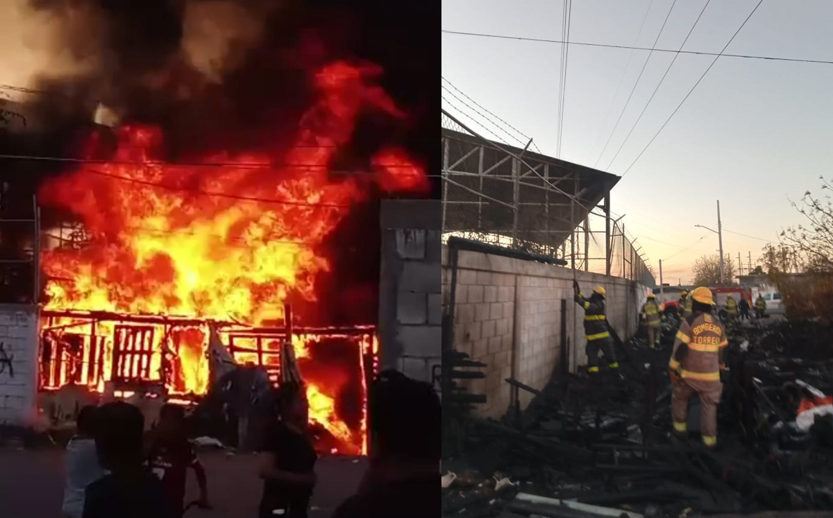 Incendio consume lote baldío y jacal en la colonia Luis Donaldo Colosio de Torreón. | Especial