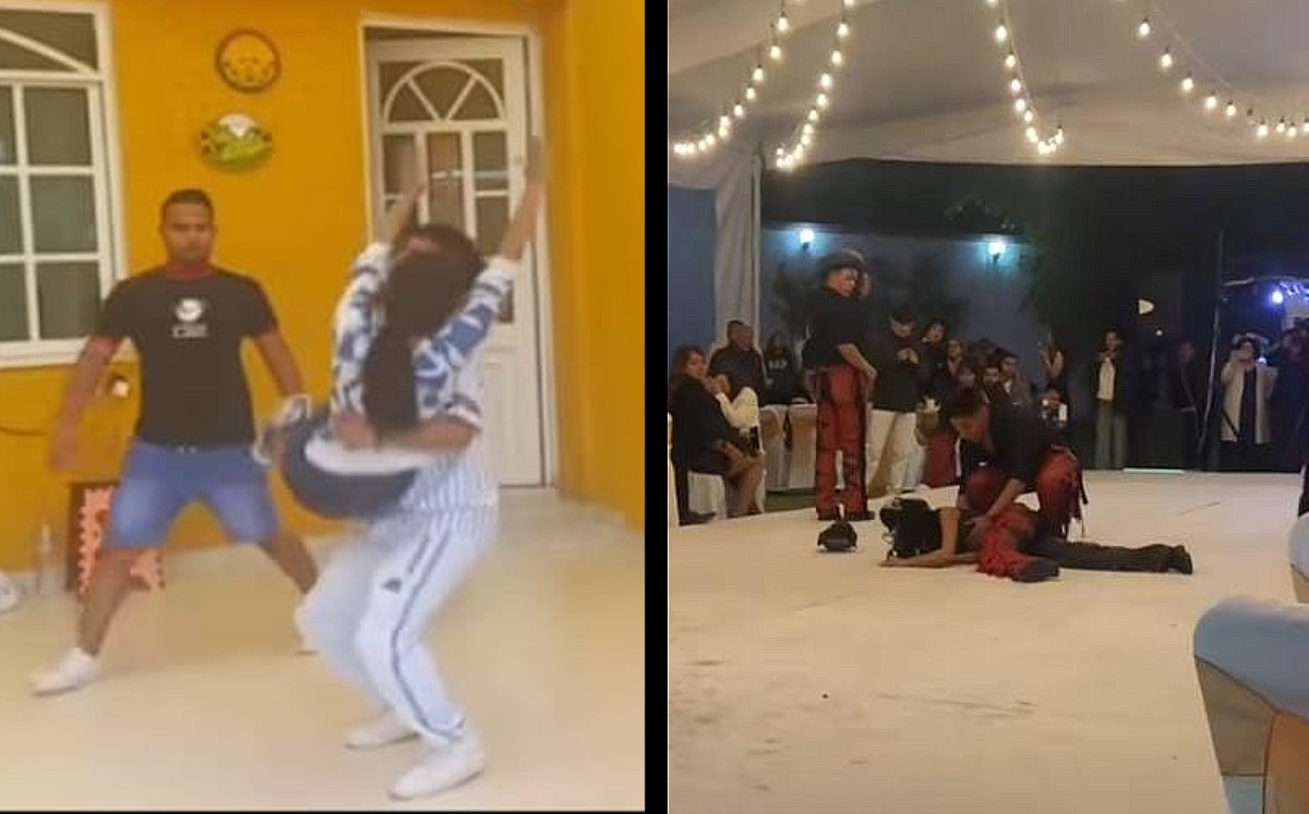 Quinceañera se cae durante su fiesta. | ESPECIAL