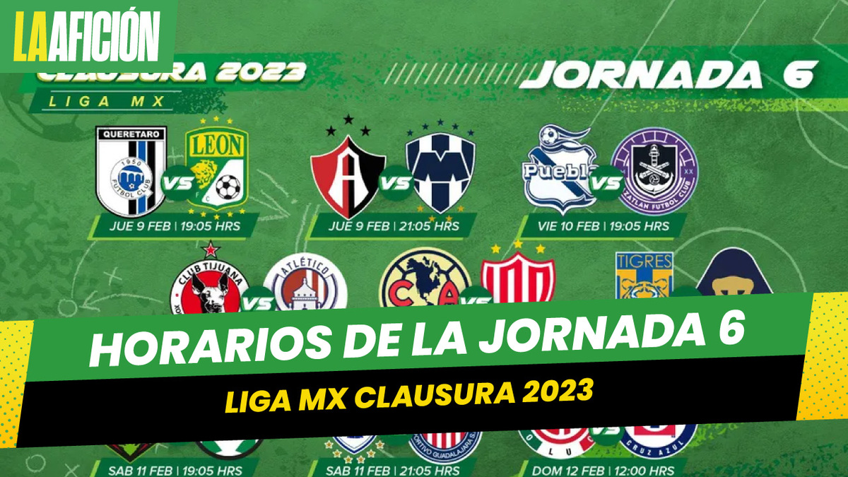 Horarios y fechas de los partidos de la jornada 6 del Clausura 2023