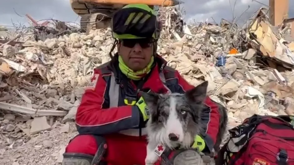 Brigadista mexicano y su perrito 'Balam' rescatan a persona de escombros en Turquía
