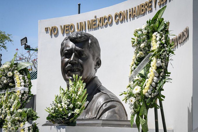 Busto en conmemoración a Luis Donaldo Colosio. (Tomada de @alitomorenoc)