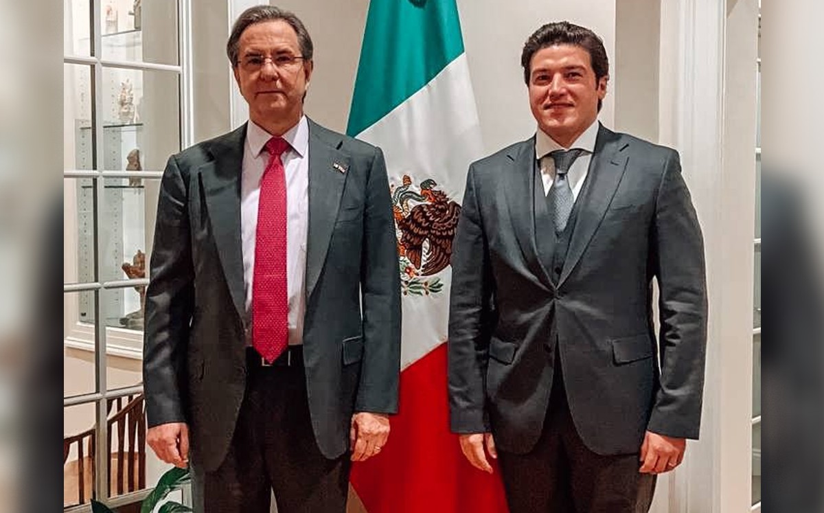 Samuel García, gobernador de Nuevo León y Esteban Moctezuma, embajador de México en Estados Unidos