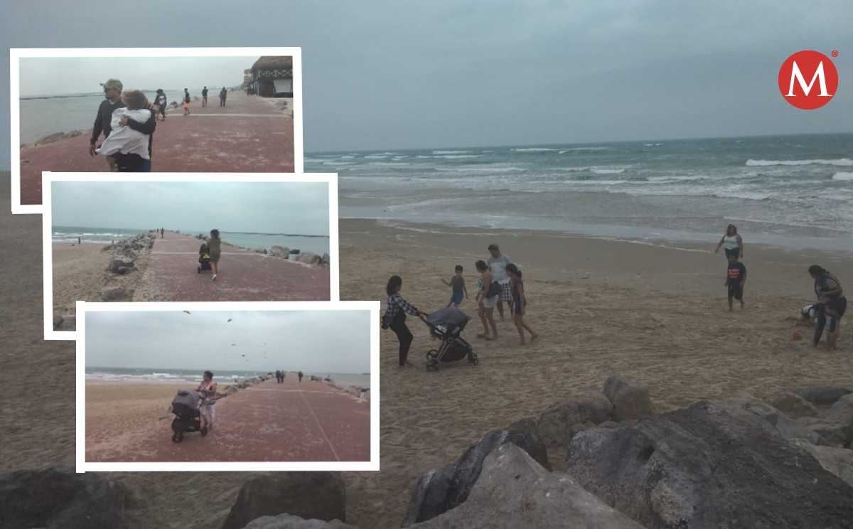 Pese a frente frío familias con bebés visitan Playa Miramar