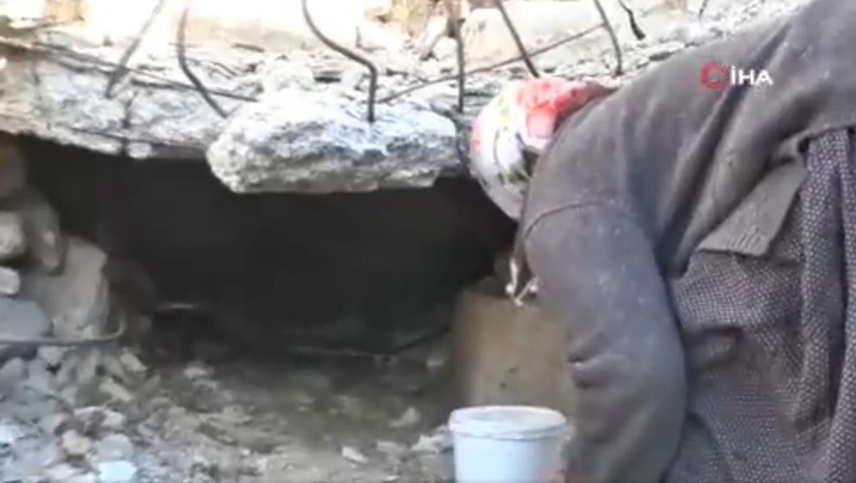 La granjera Birgül Tuncay alimentaba a su vaca para que sobreviviera | Captura