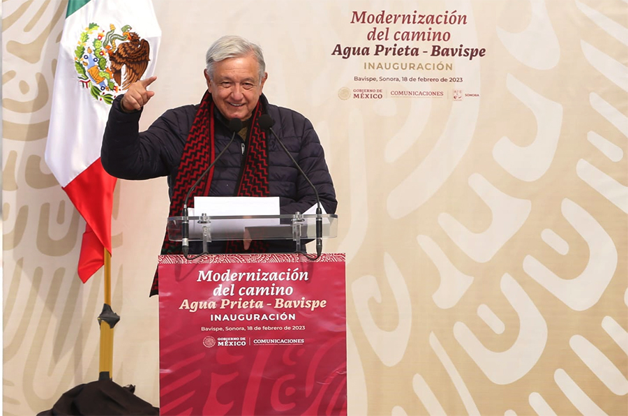 AMLO inauguró la carretera Agua Prieta-Bavispe. | Javier Ríos