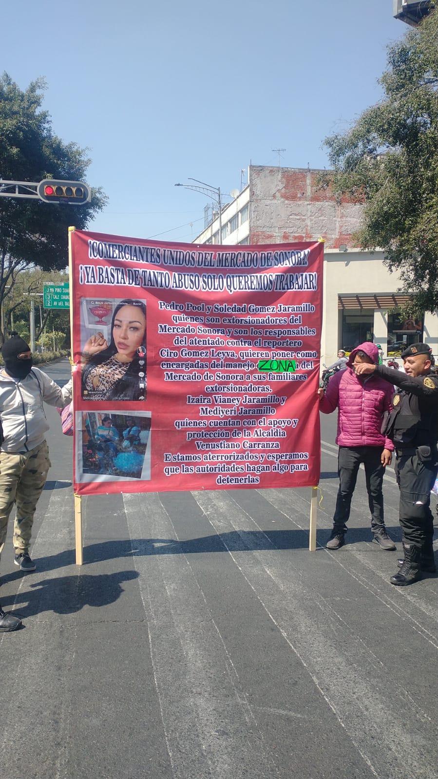 Protesta de comerciantes del Mercado de Sonora. (Especial)