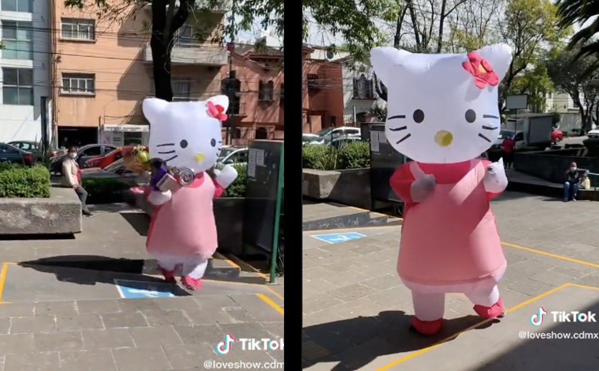 Botarga de Kitty sufre caída. | ESPECIAL