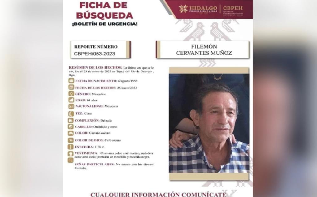 Filemón Cervantes desapareció el 25 de enero.