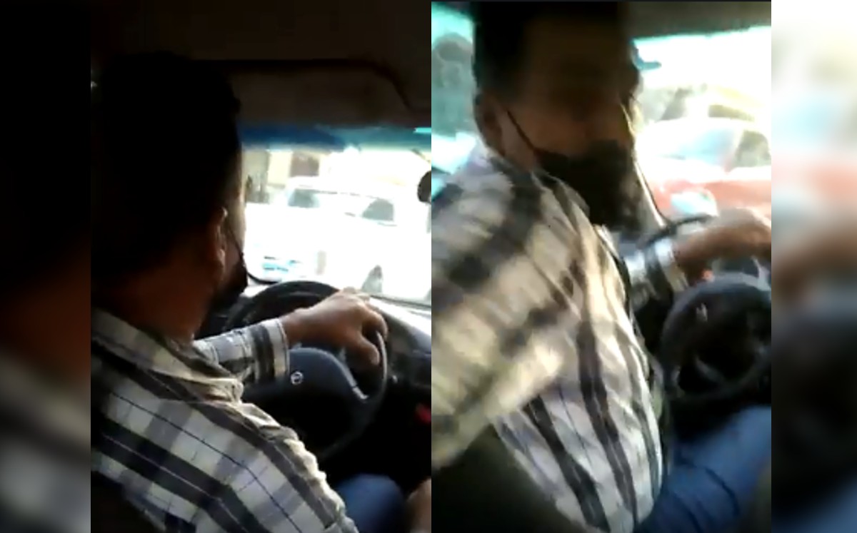 Taxista amenaza a mujer en Apodaca, Nuevo León. Foto: Especial