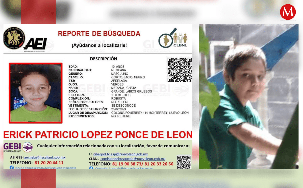 Erick Patricio López Ponce de León de 10 años de edad desapareció el sábado 25 de febrero | Especial