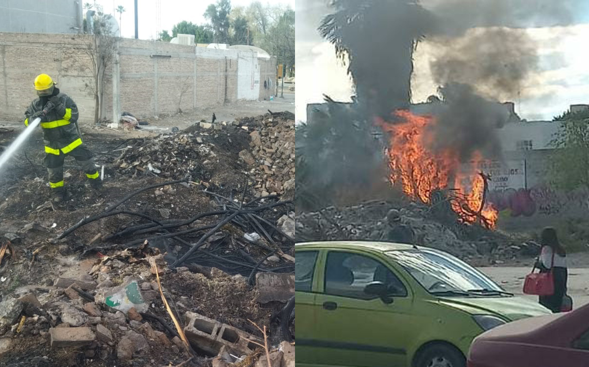 Se incendia terreno baldío aledaño a la Alameda en Torreón. | Especial