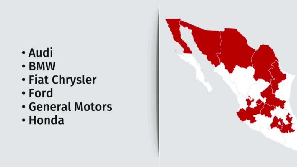 En México, hay 22 plantas de 14 marcas automotrices distribuidas en los estados de la República