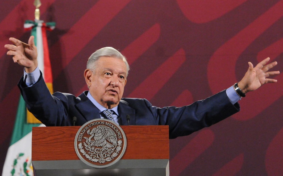 El Presidente en el Salón de Tesorería para su conferencia mañanera. | Cuartoscuro