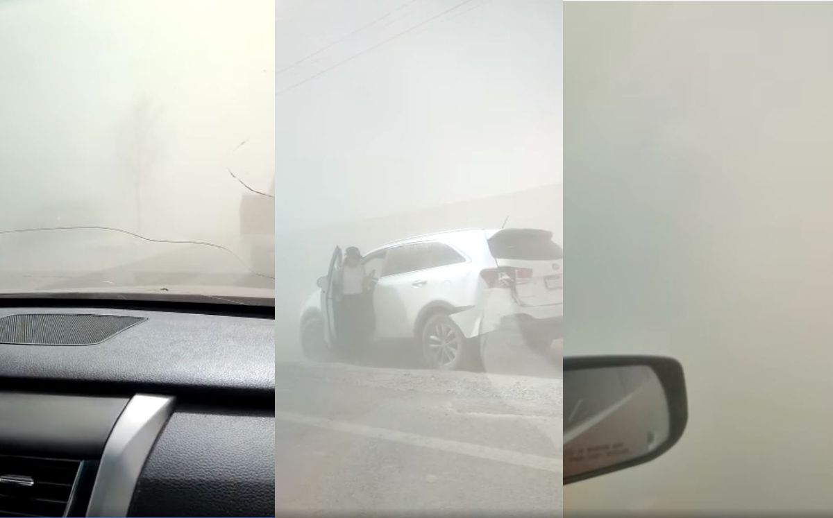 En el video se observan varios vehículos fuera de la carretera ante el peligro inminente que representa circular con tolvaneras de ese tipo.