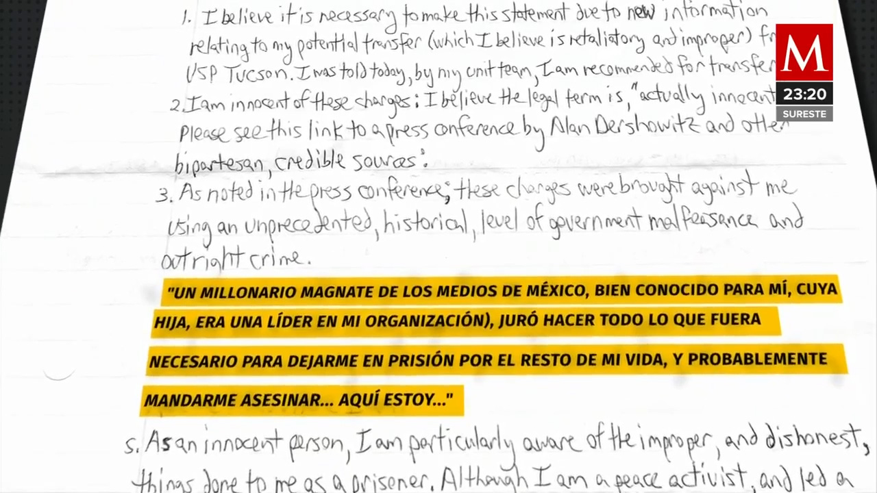 Keith Raniere denuncia amenazas del director del Reforma