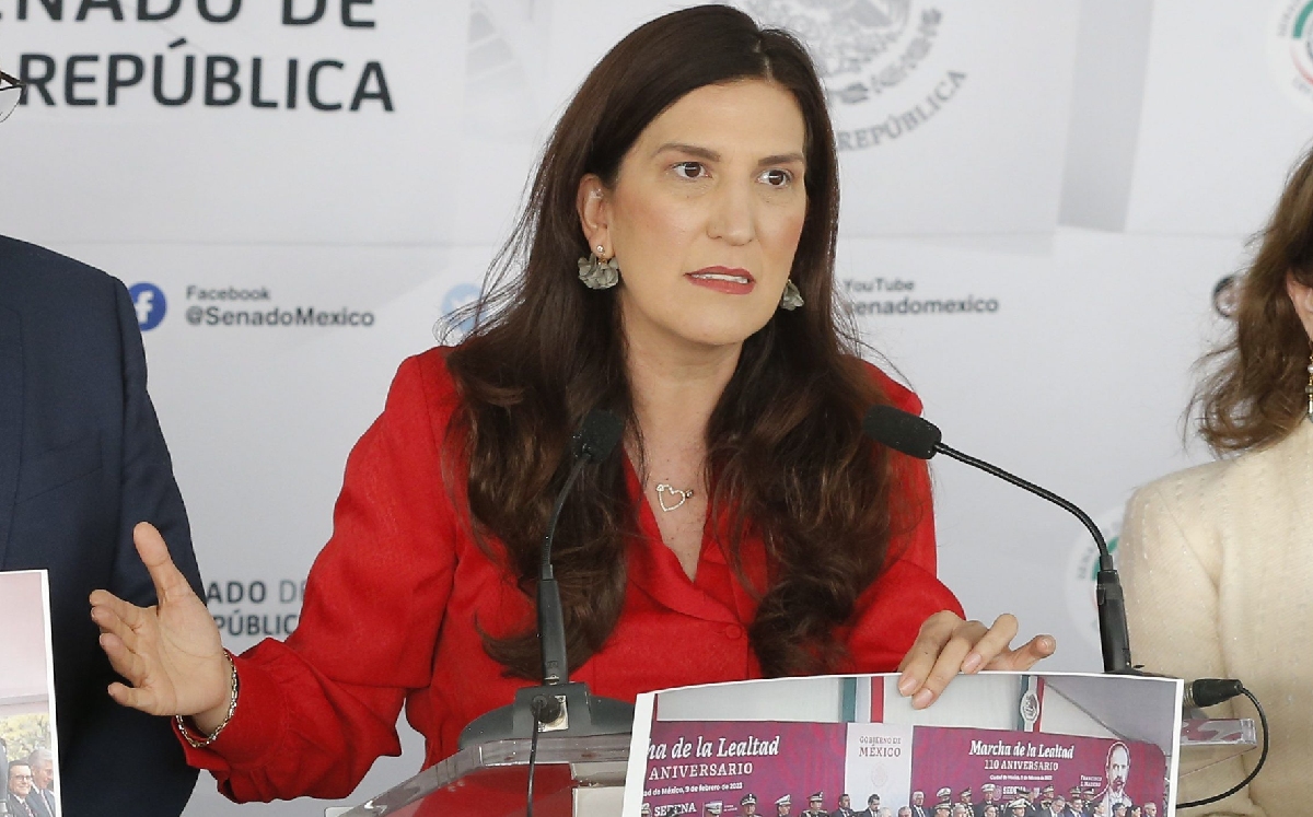 La panista durante una conferencia de prensa en el Senado de la República. | Cuartoscuro