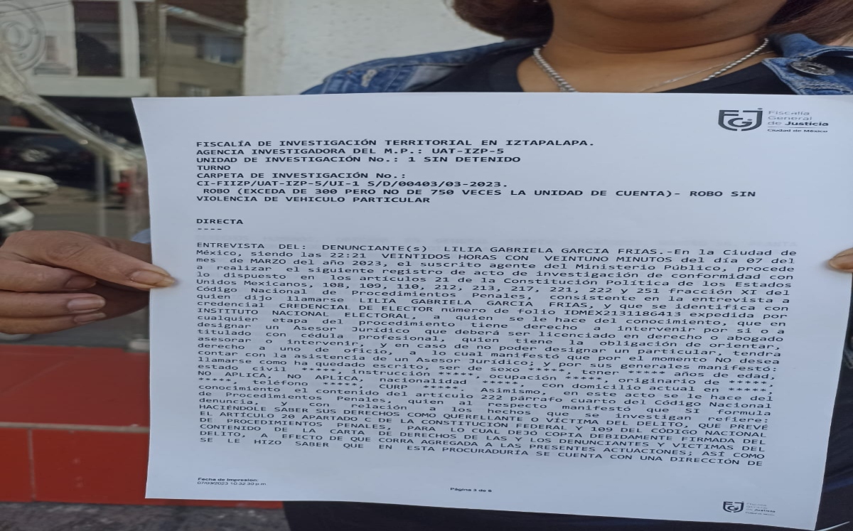 Ana Lilia denunció el robo ante la Fiscalía General de Justicia, quién ya abrió un carpeta de investigación. / Enrique Luna