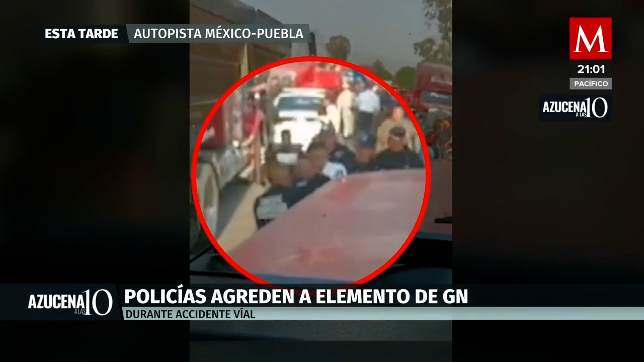 Policías golpean a agente de la Guardia Nacional en Ixtapaluca durante accidente