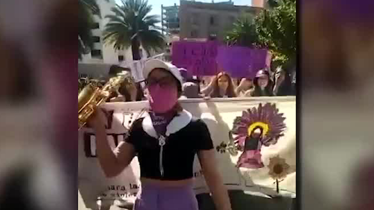 María Elena Ríos se manifiesta en marcha del 8M
