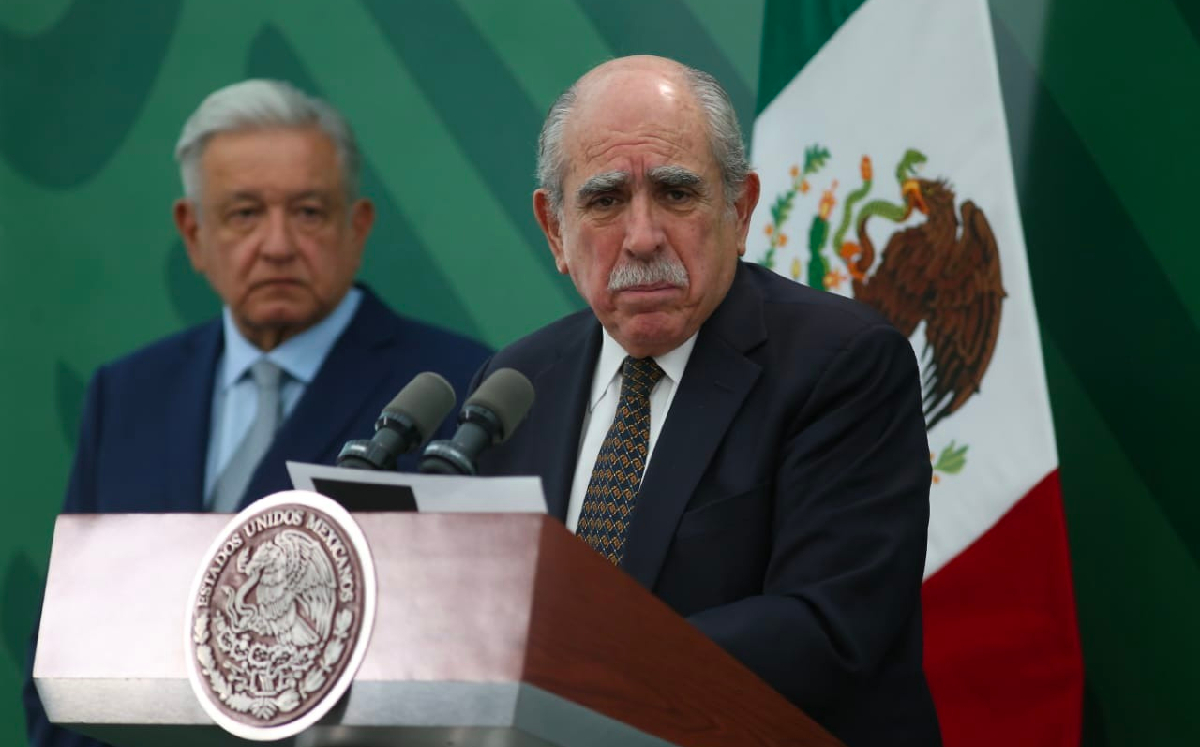 Pablo Gómez, titular de la UIF, dureante la conferencia mañanera de hoy. | Octavio Hoyos