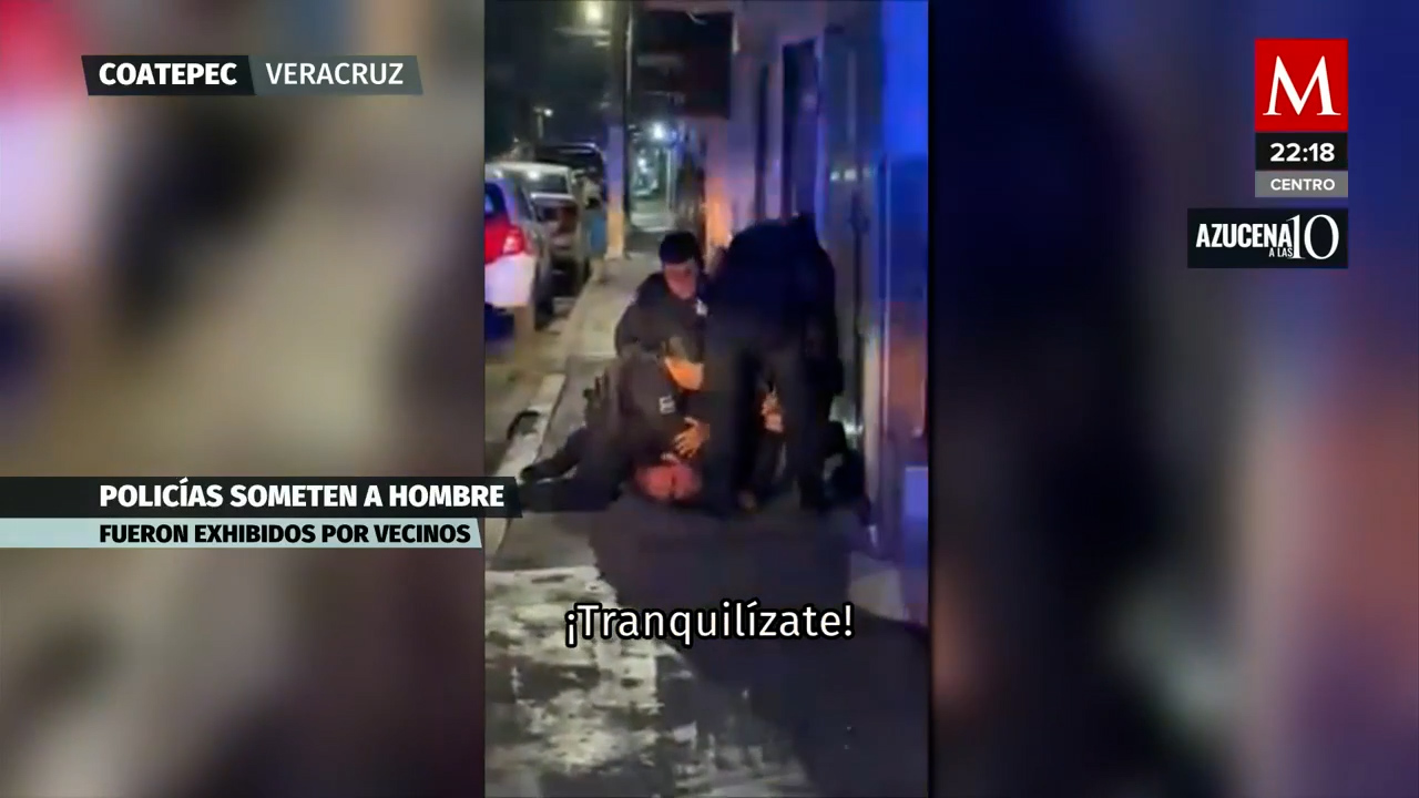 Captan presunto abuso de 4 policías contra un hombre en Coatepec, Veracruz