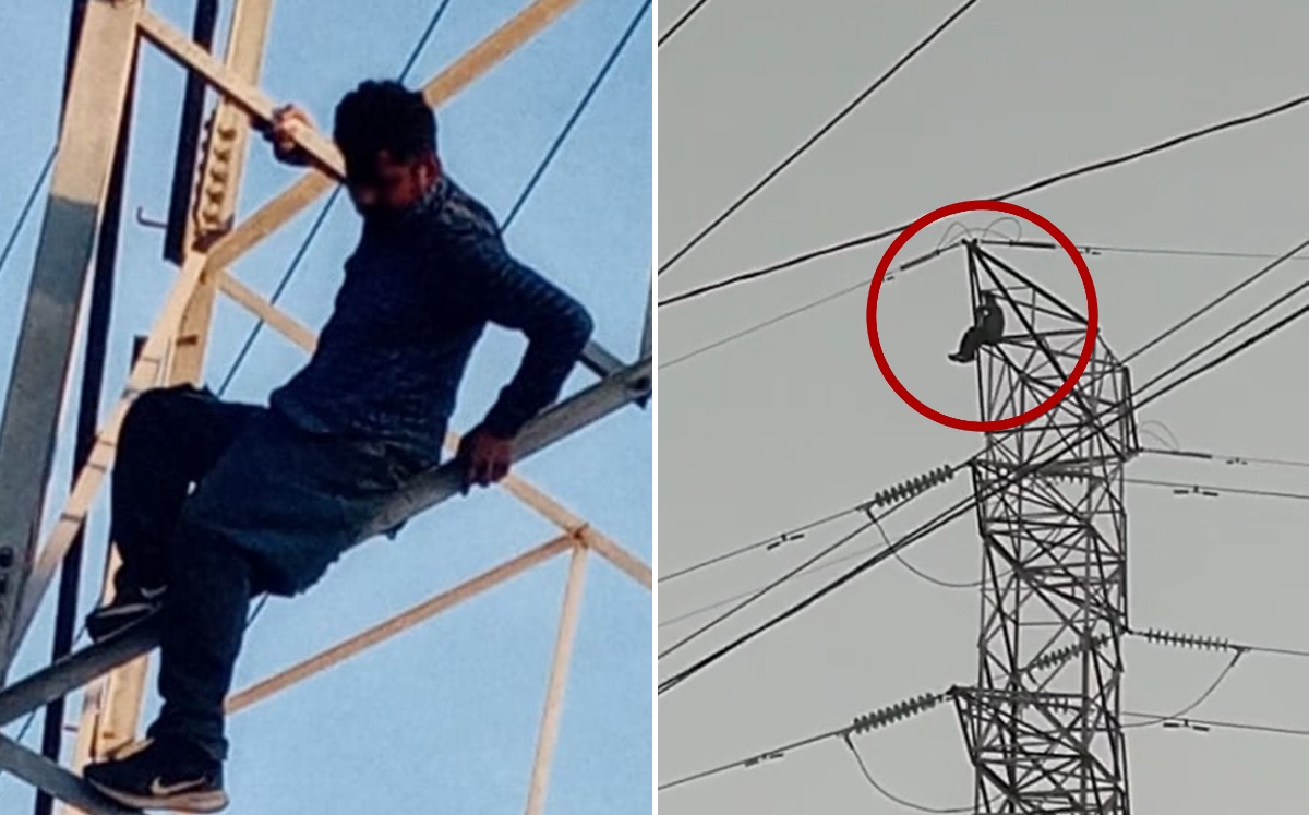 Hombre amenaza con saltar de torre eléctirca (Especial)