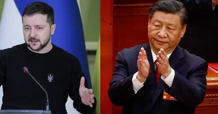 El presidente ucraniano, Volodimir Zelenski, y el presidente chino Xi Jinping. (Fotos: EFE)