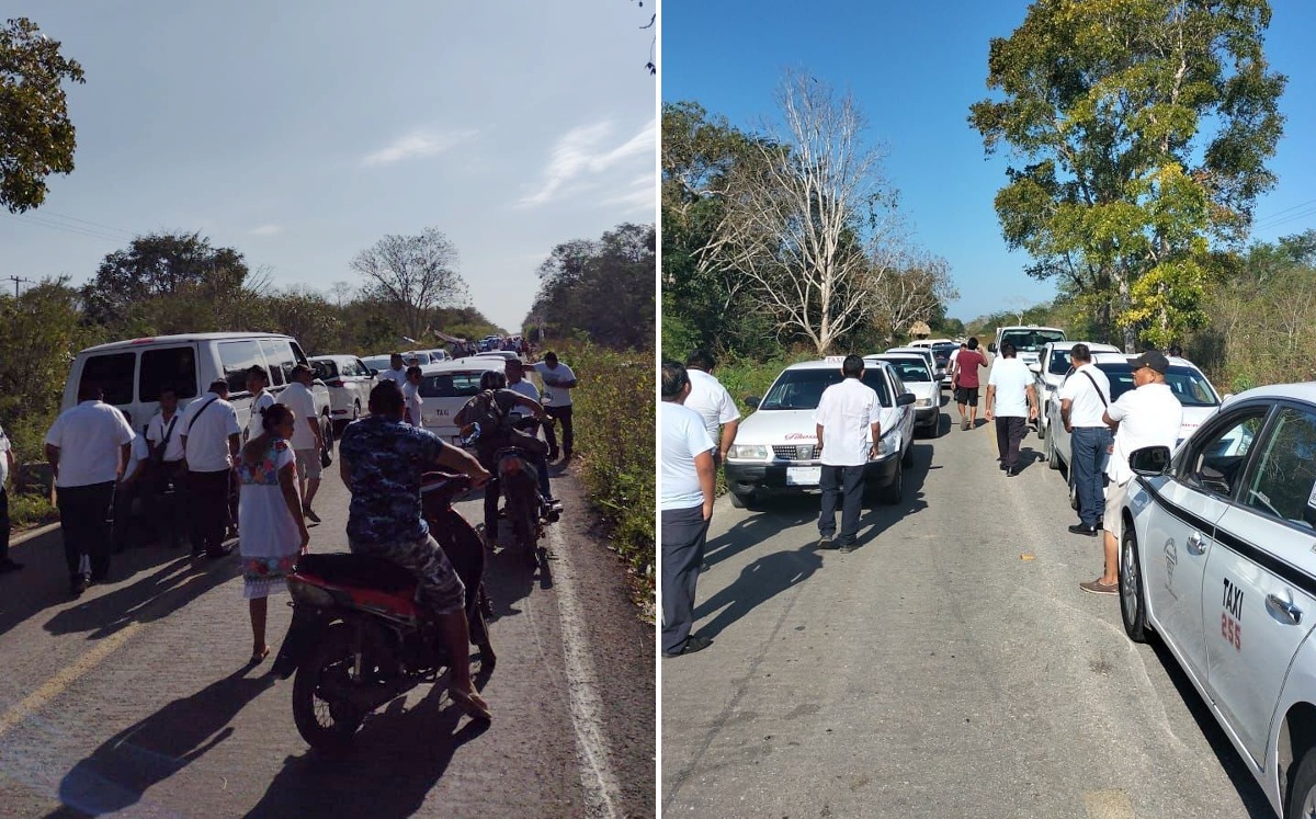 Más 20 taxistas bloquearon totalmente al vialidad para movilizar una respuesta de las autoridades (Especial)