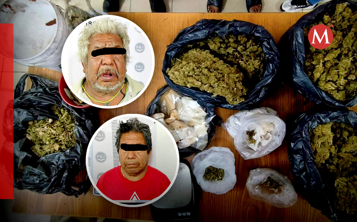 Detienen a dos adultos mayores que presuntamente vendían drogas en cubetas en la colonia Impulsora, Nezahualcóyotl . ESPECIAL
