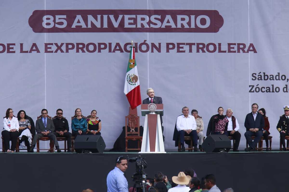 AMLO durante mensaje por 85 aniversario de expropiación petrolera. (Juan Carlos Bautista)