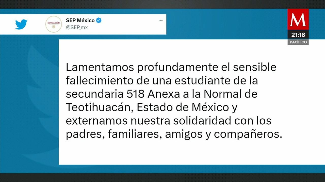 La SEP lamenta la muerte de una estudiante a manos de su compañera en Teotihuacán