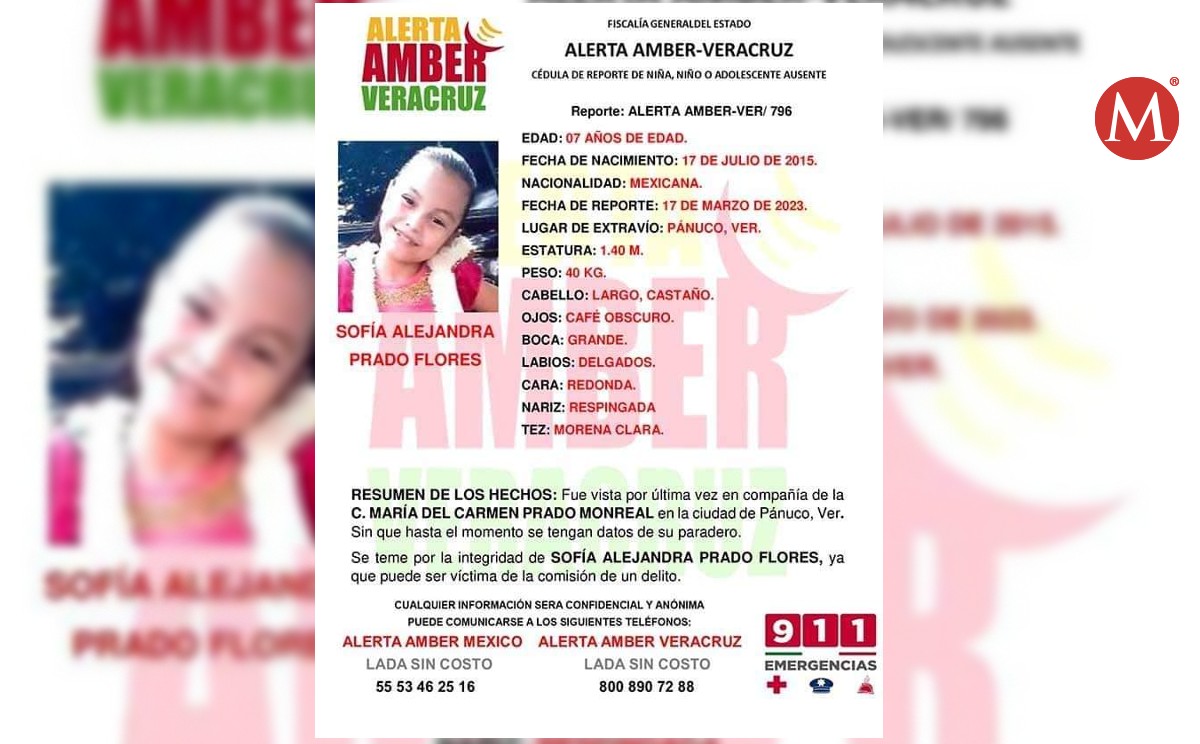 Emiten Alerta Amber tras desaparición de una menor en norte de Veracruz