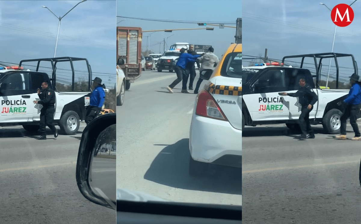 Policía olvida poner freno y patrulla avanza sola por la avenida en Juárez, Nuevo León | Especial