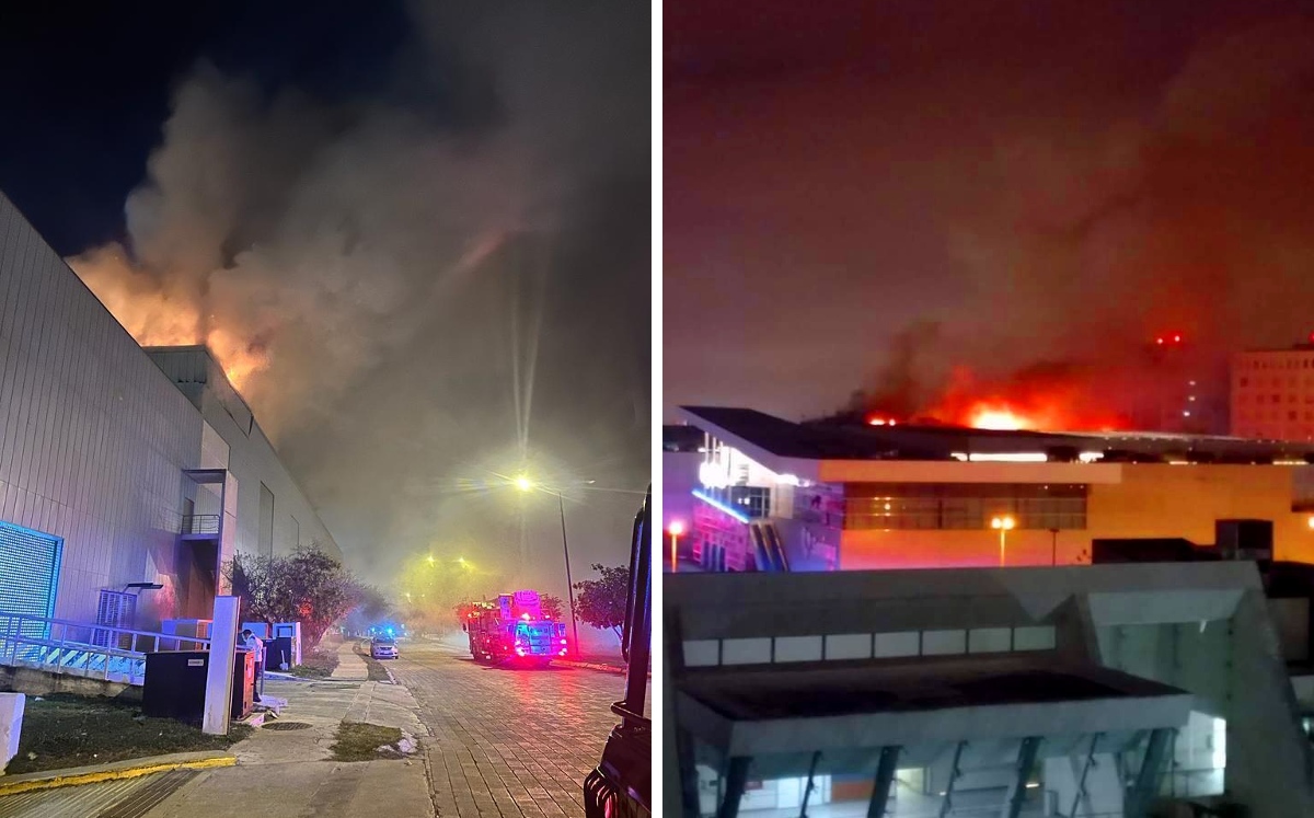 El incendio en la plaza Altabrisa fue visible a varias cuadras a distancia. | Especial