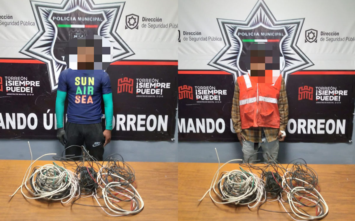 Detienen a dos hombres por robar cables del antiguo hospital general en Torreón. | Especial