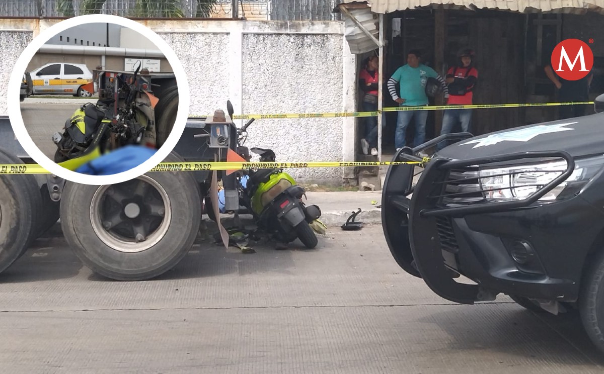 Muere motociclista al chocar contra plataforma de tráiler en Tampico