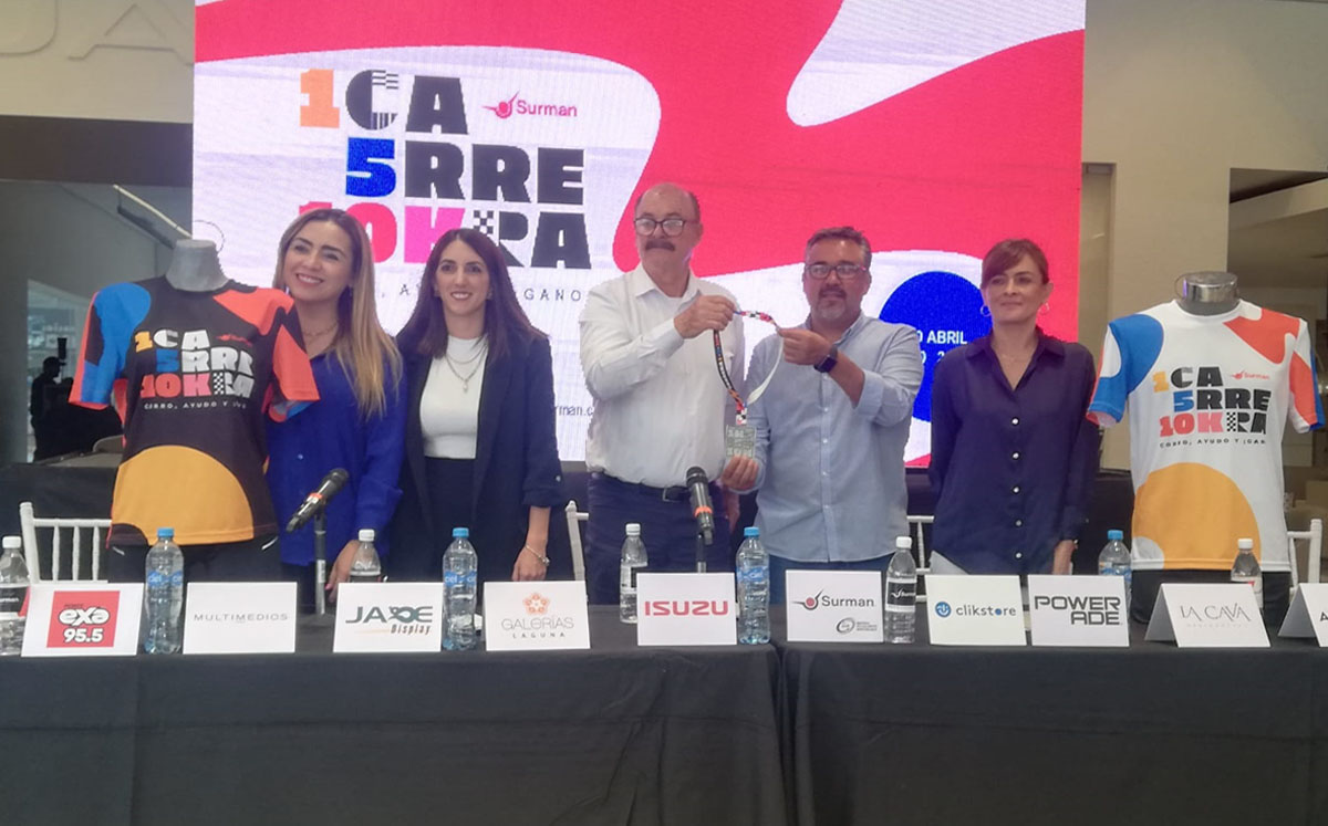 Presentan cuarta edición de carrera 5 y 10K Surman en Torreón; un premio es un auto último modelo. | Especial