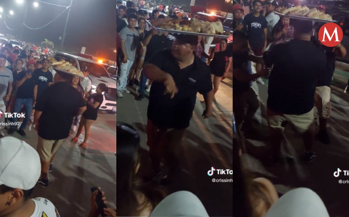 Panadero bailando con charola en la cabeza en el Playazo 2023 es viral